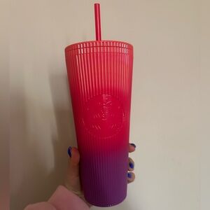 Starbucks Red and Purple Ombre Tumbler with Straw